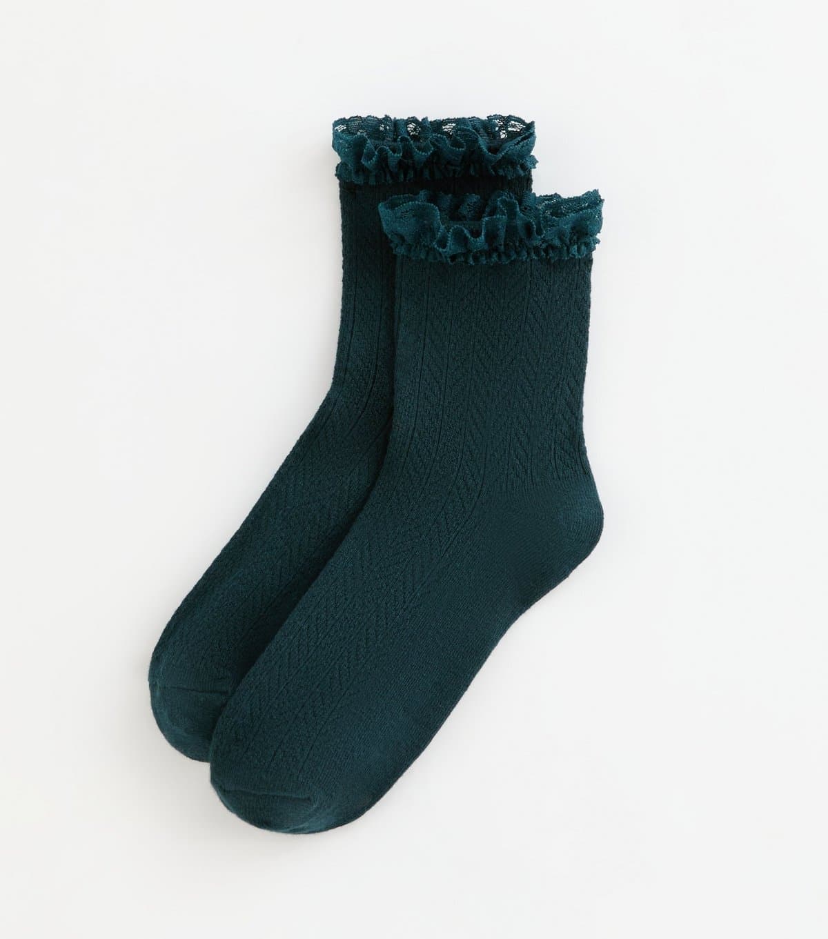 New Look Teal Cable Frill Trim Socks New Look
