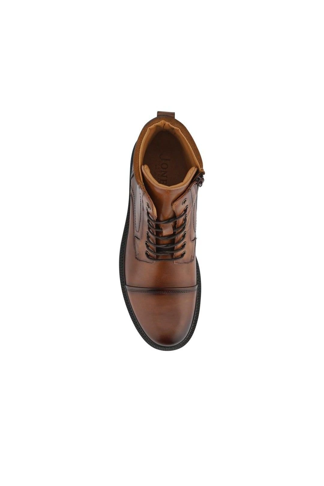 Jones Bootmaker Jones Bootmaker Men's Eugene Leather Lace-Up Boots With Padded Cuff in Tan - 4