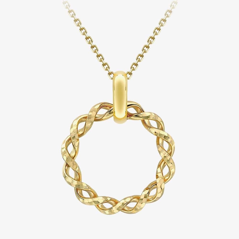 T.H.Baker T.H.Baker Women's 9ct Yellow Gold Diamond Cut Twist Circle Necklace 1.19.0414