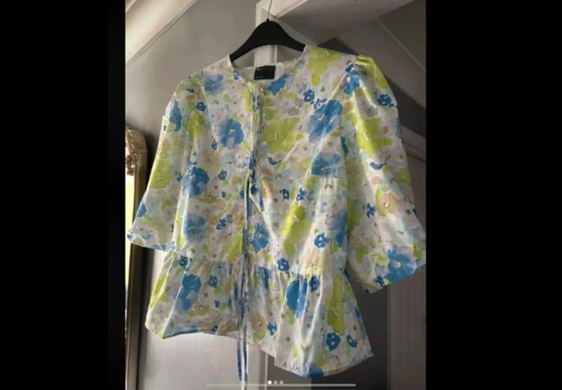 ASOS New ASOS summer floral volume puff sleeve tie front blouse top medium 12-14