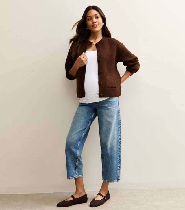 New Look Women's Maternity Dark Brown Double Pocket Cardigan New Look - 3