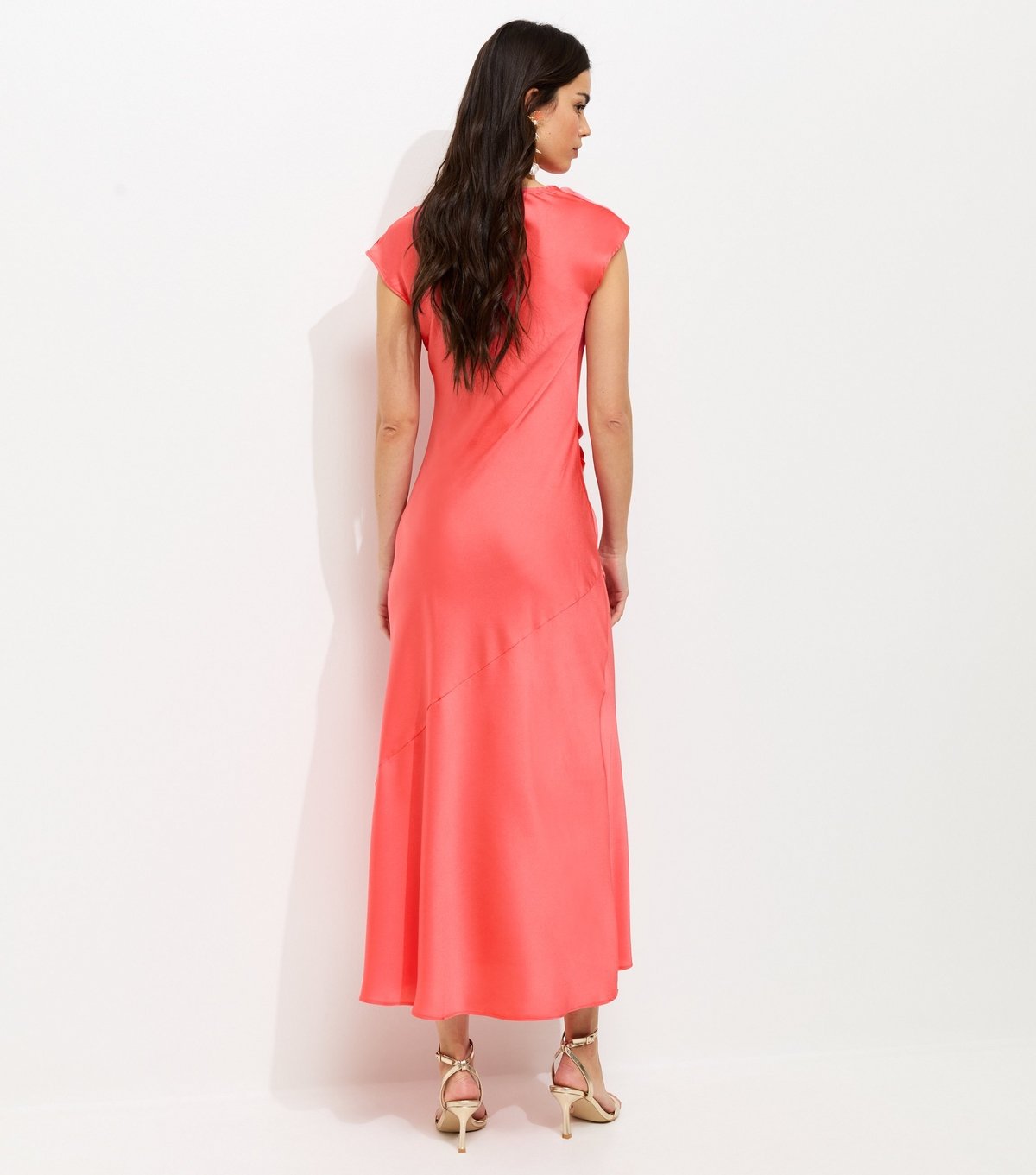 New Look Women's Coral Relaxed Satin Cowl Neck Midi Dress New Look - 4