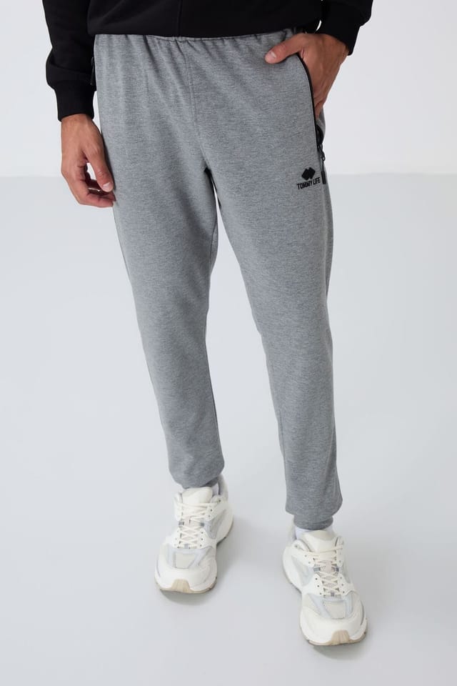 Tommy Life Tommy Life Men's Jogger Sweatpants With Zip Pocket in Grey - 2