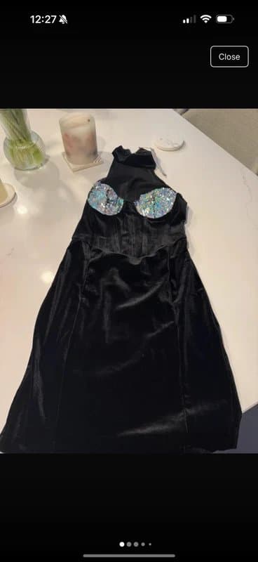 Bershka Black velvet mini dress