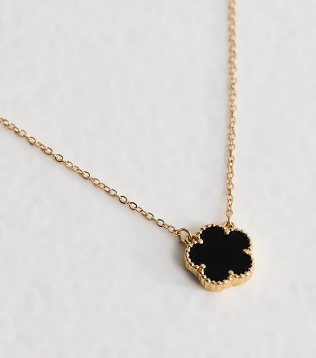 New Look Black Flower Fine Chain Necklace New Look - 3