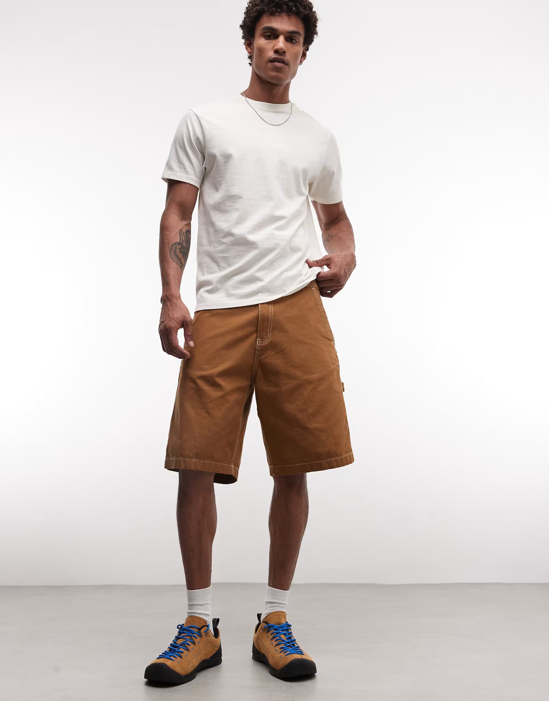 ASOS Timberland Washed duck canvas carpenter short in dark wheat boot