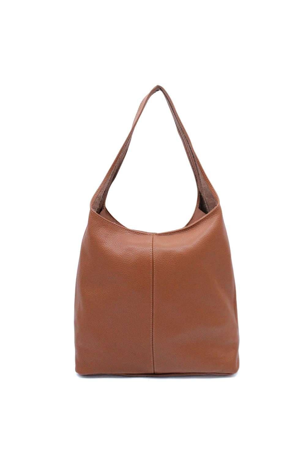 Pluspup Pluspup Brown Genuine Italian Leather Shoulder Tote Bag