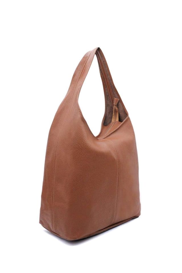 Pluspup Pluspup Women's Slouch Genuine Italian Leather Shoulder Tote Bag in Brown - 3