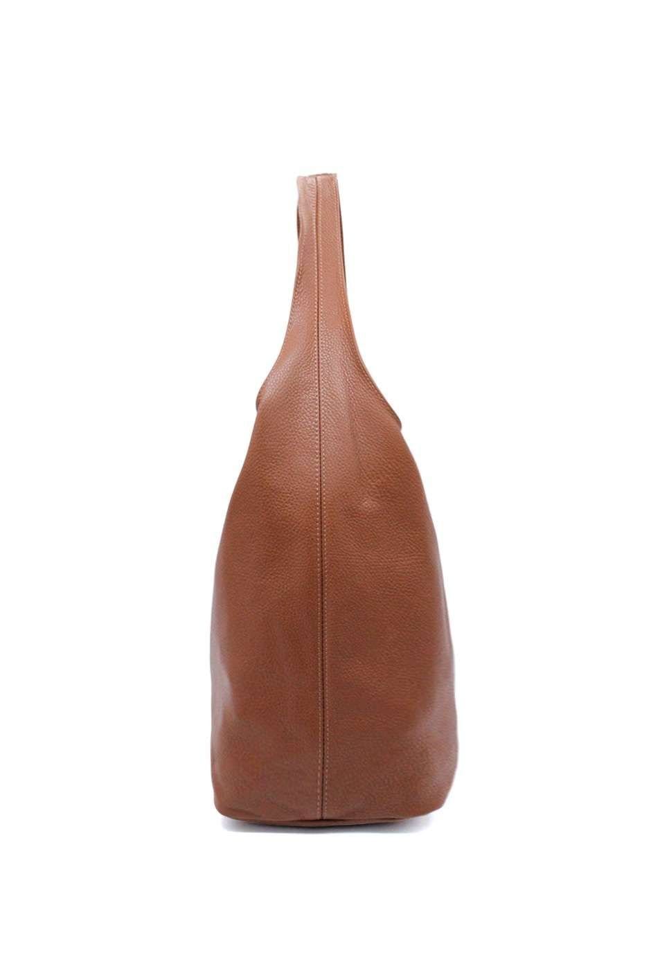 Pluspup Pluspup Women's Slouch Genuine Italian Leather Shoulder Tote Bag in Brown - 4