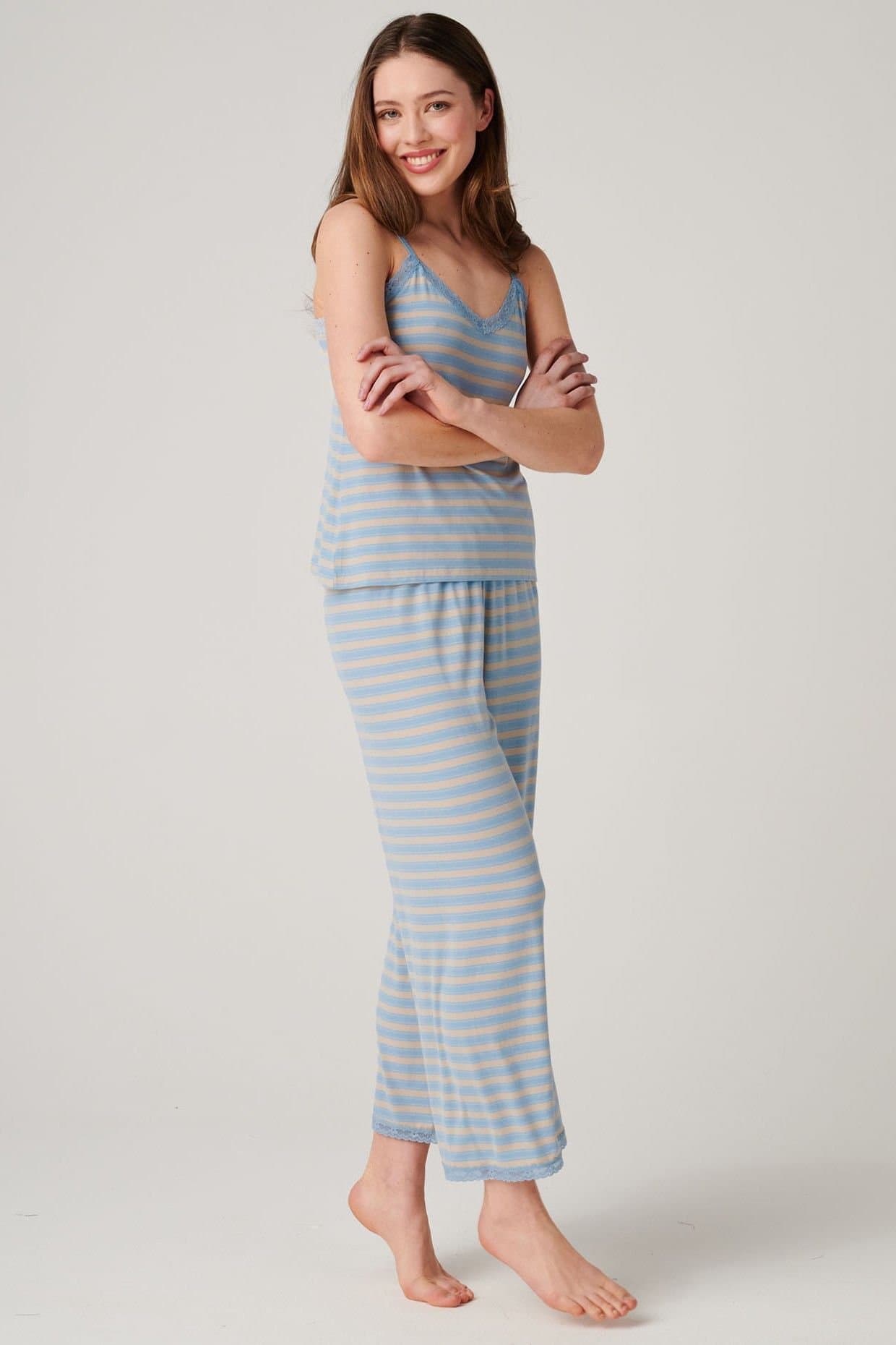 British Boxers British Boxers Women's "Cornish" Bamboo Lace Camisole Pyjama Set in Light Sand