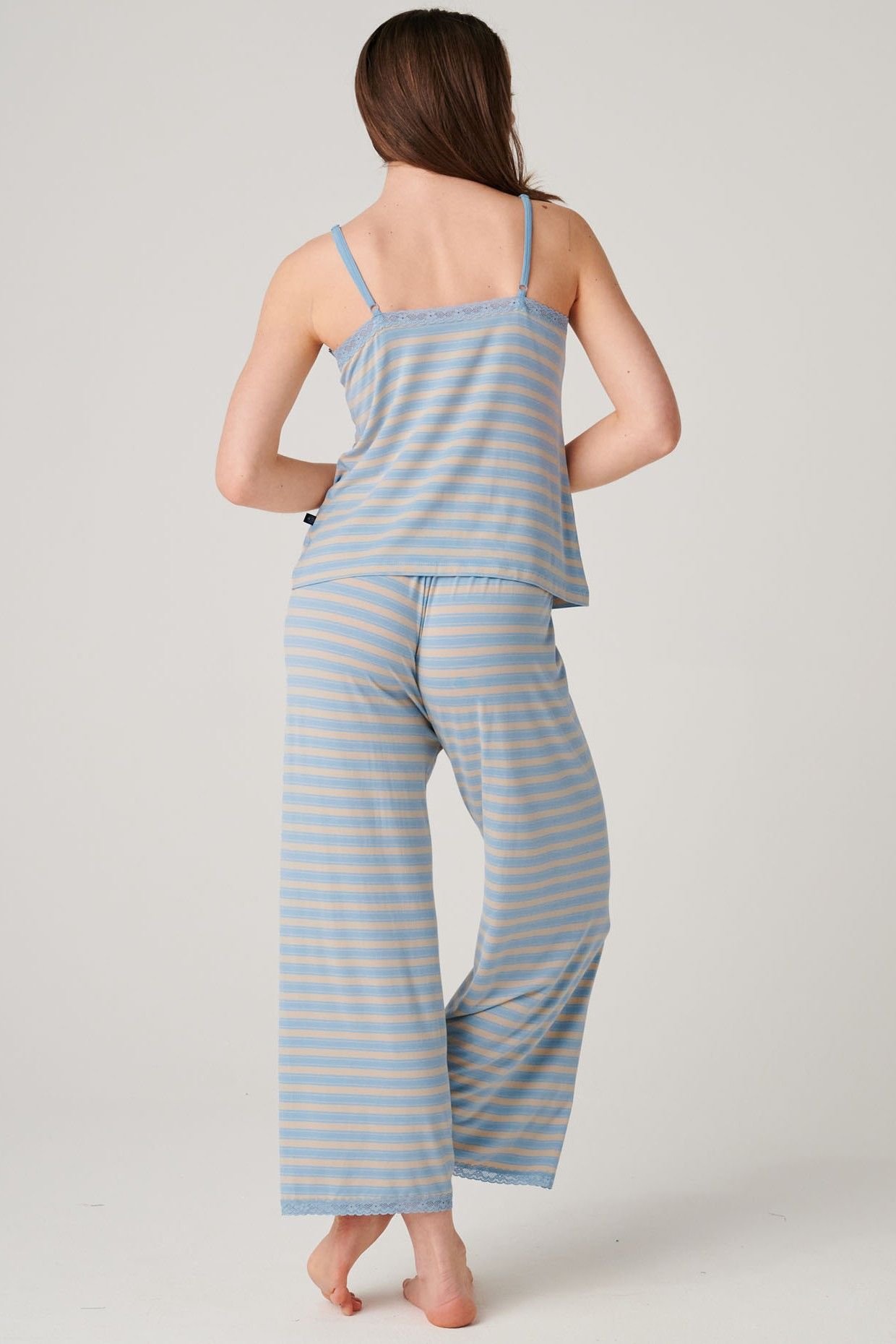 British Boxers British Boxers Women's "Cornish" Bamboo Lace Camisole Pyjama Set in Light Sand - 3