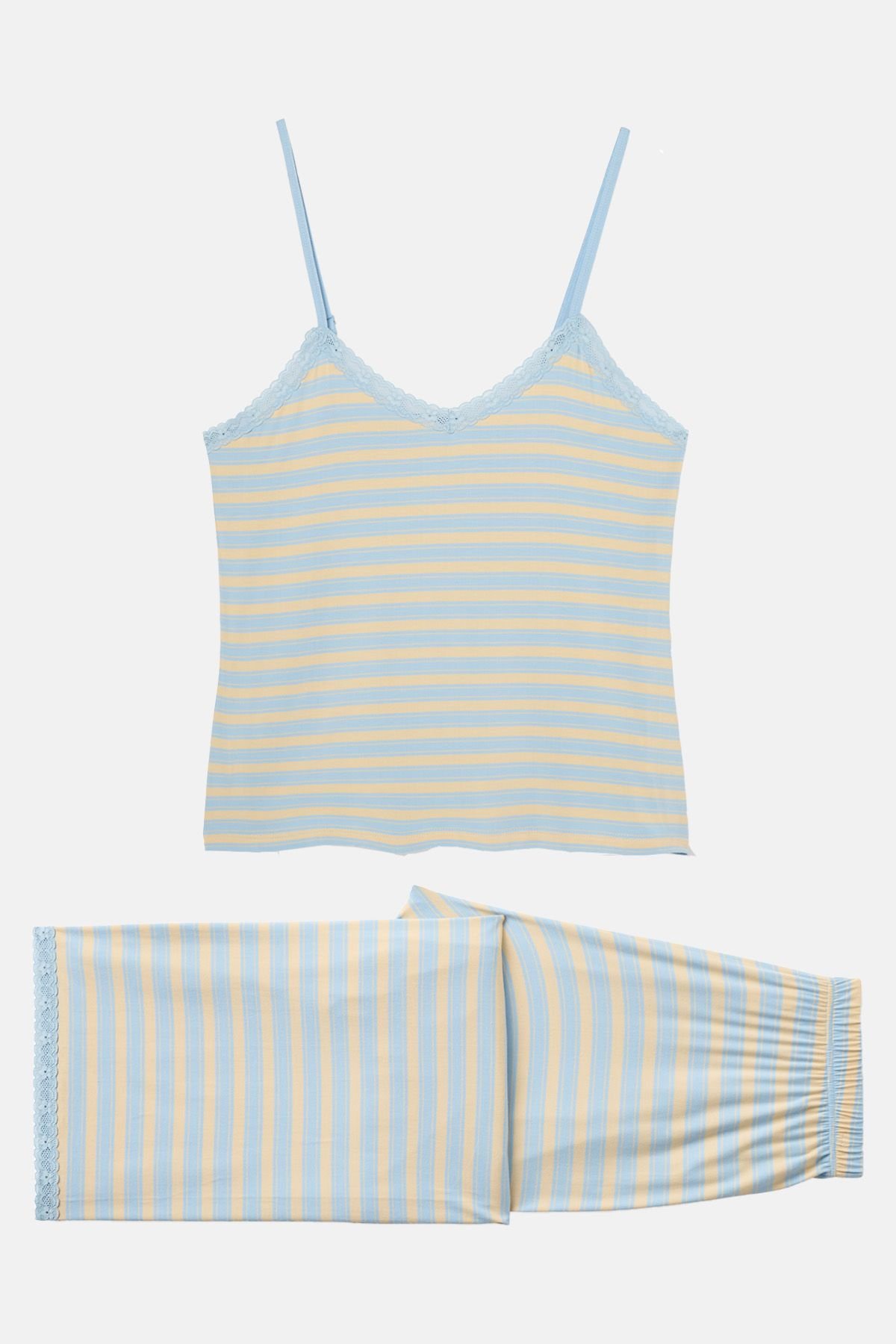 British Boxers British Boxers Women's "Cornish" Bamboo Lace Camisole Pyjama Set in Light Sand - 4