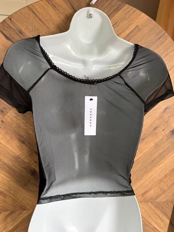 Topshop Topshop Black Sheer Mesh Babydoll Top | Coquette / Y2K size S