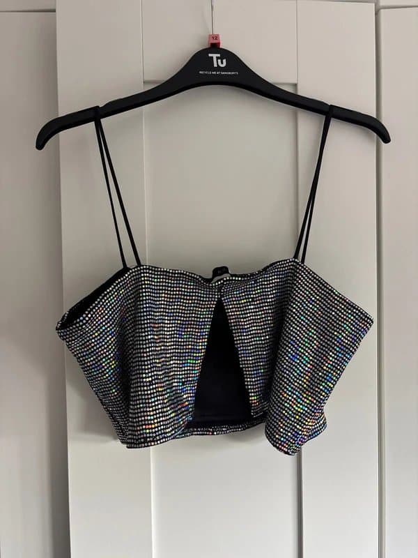 Bershka Bershka metallic crop top size M