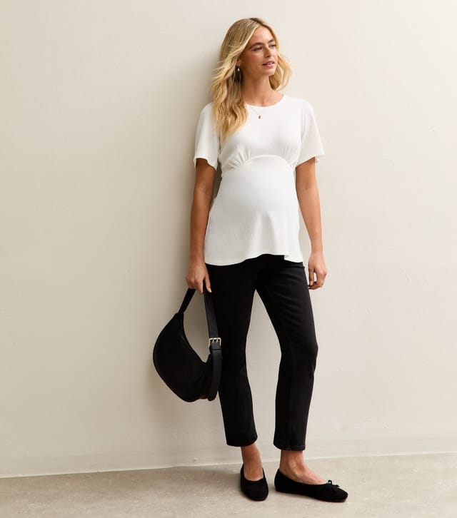 New Look Women's Maternity White Textured Jersey Half Moon Top New Look - 3