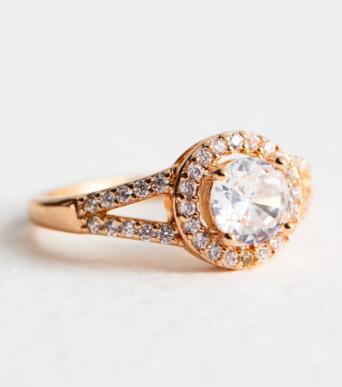 New Look Gold Tone Cubic Zirconia Round Engagement Ring New Look - 2