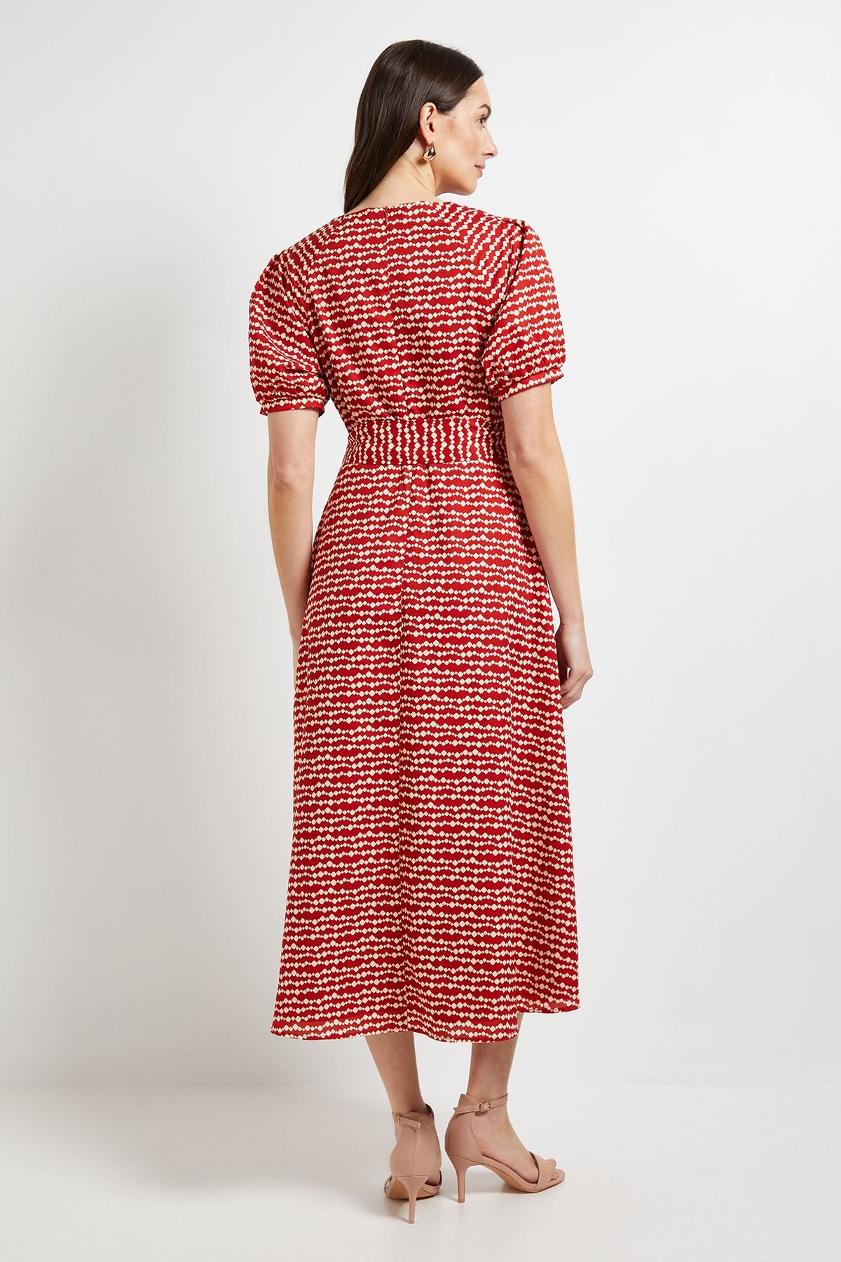 Principles Principles Women's Printed Puff Sleeve Midi Dress in Rust - 3