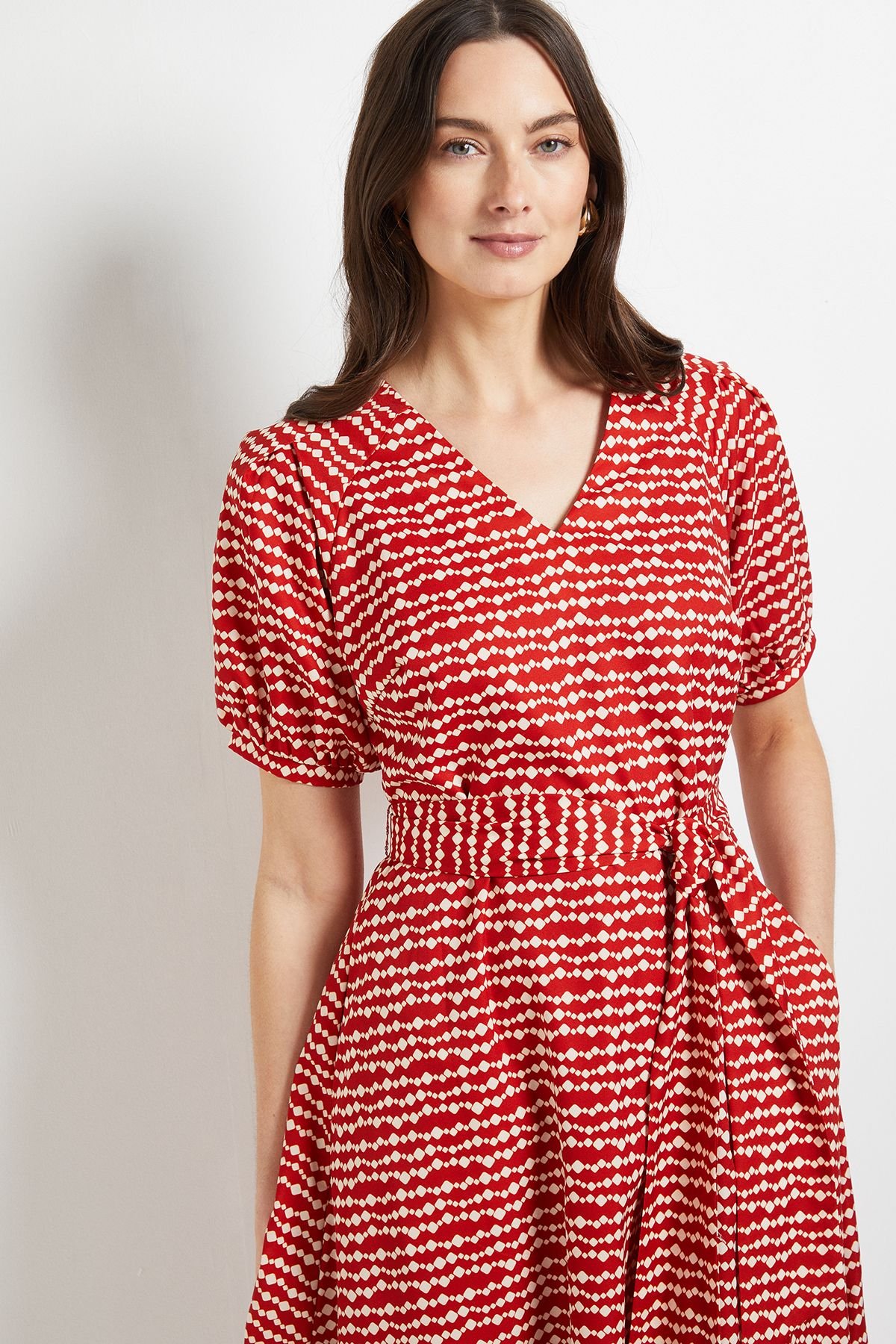 Principles Principles Women's Printed Puff Sleeve Midi Dress in Rust - 4