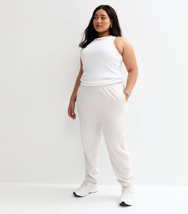 New Look Women's Plus Size Grey Jersey Cuffed Joggers Curves New Look - 3