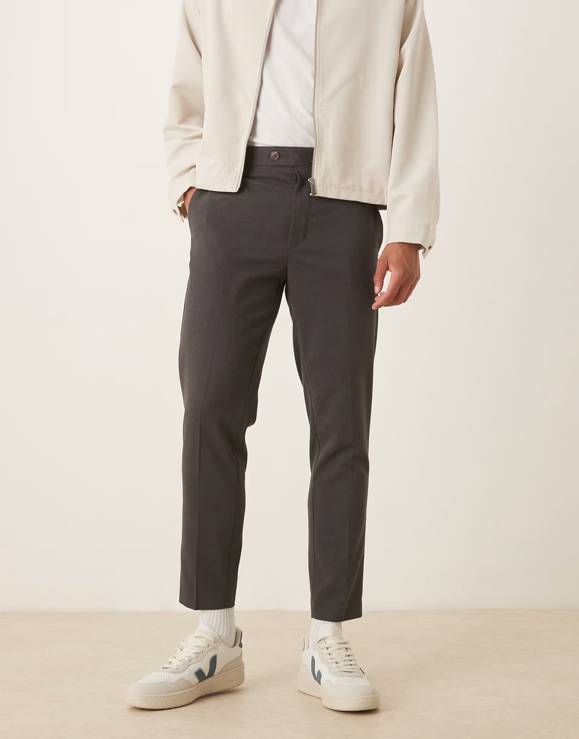 ASOS ASOS Smart Tapered Flannel Trousers in Grey