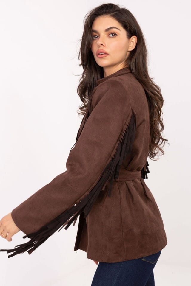 Love Lace Love Lace Women's Boho Suede Style Belted Blazer in Brown - 2