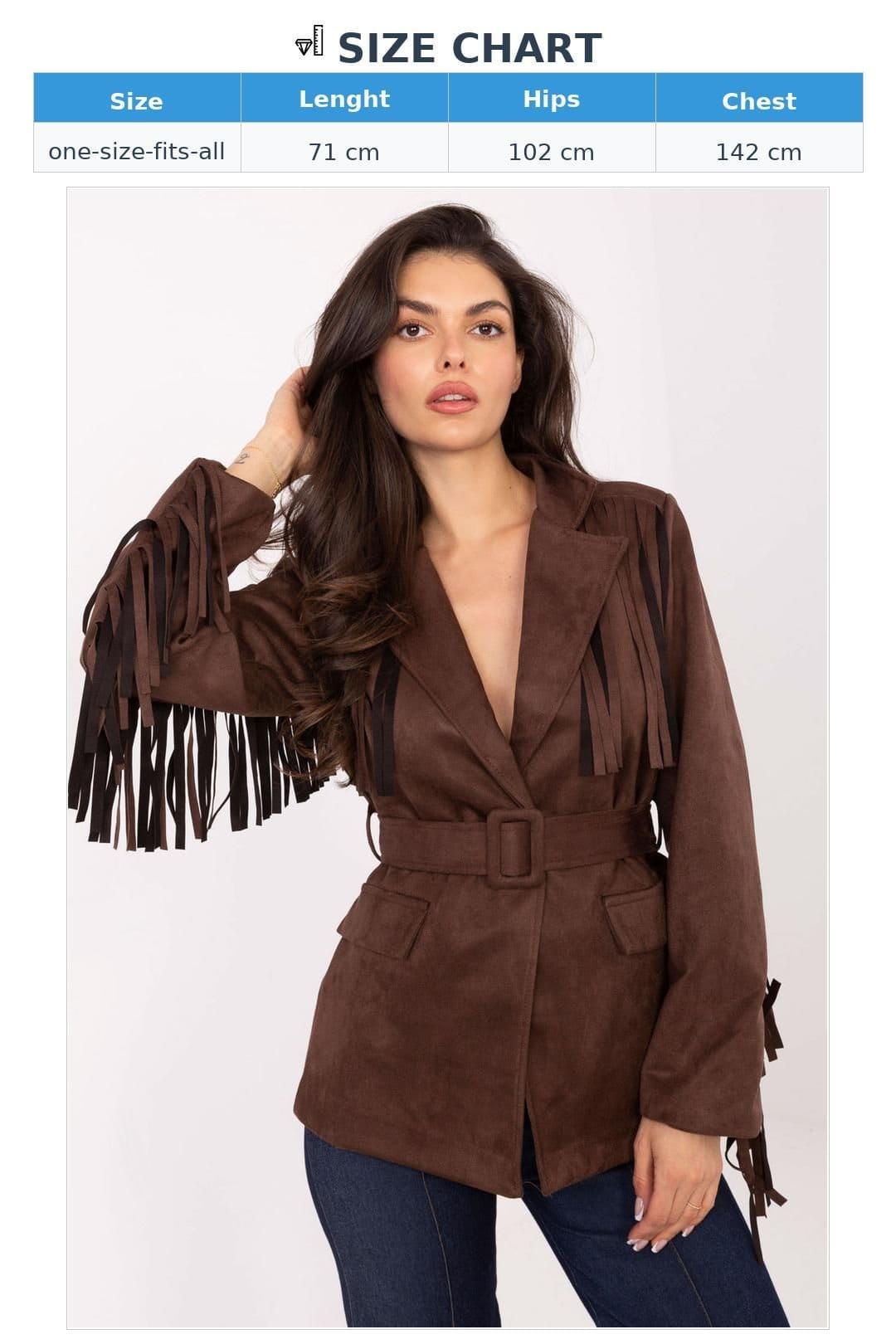 Love Lace Love Lace Women's Boho Suede Style Belted Blazer in Brown - 4