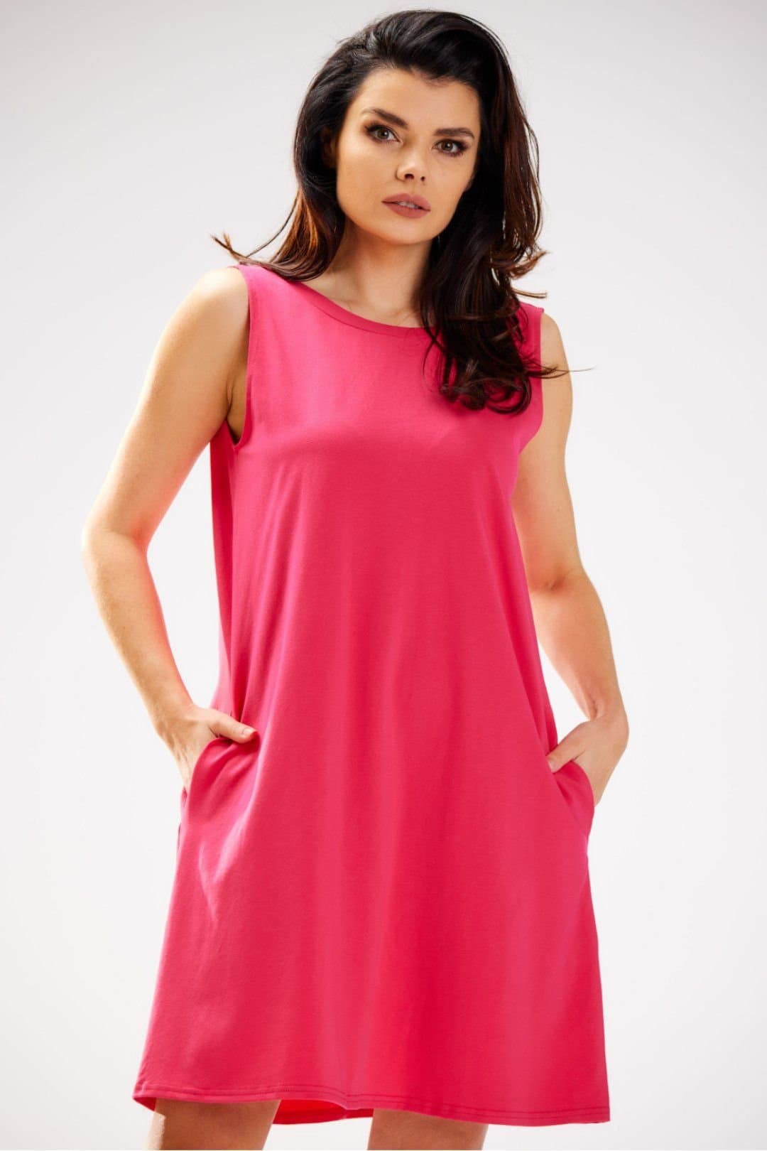 Love Lace Love Lace Women's Sleeveless Loose Fit Pocket Dress with V Back in Pink