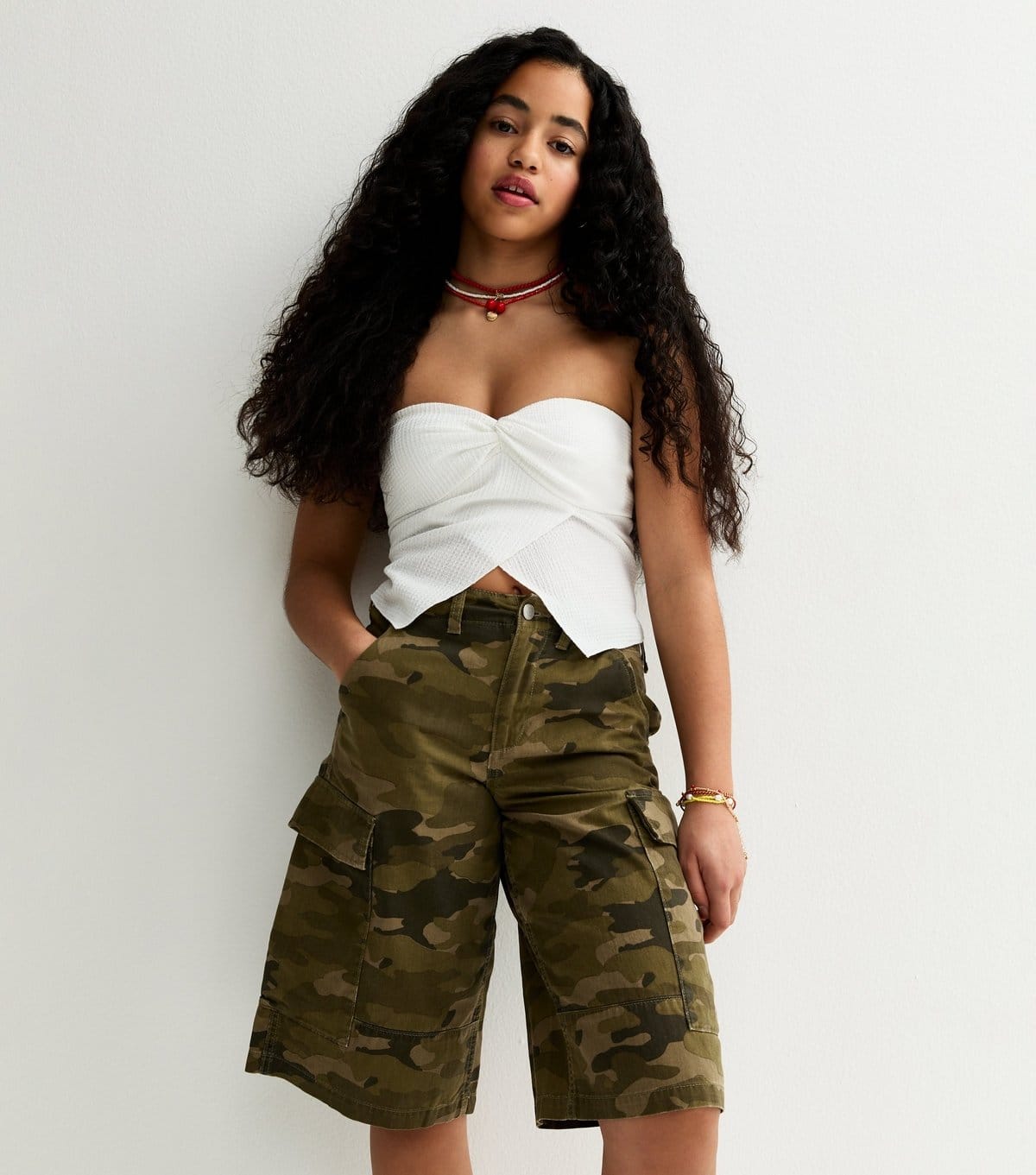 New Look White Crinkle Texture Bandeau Top
