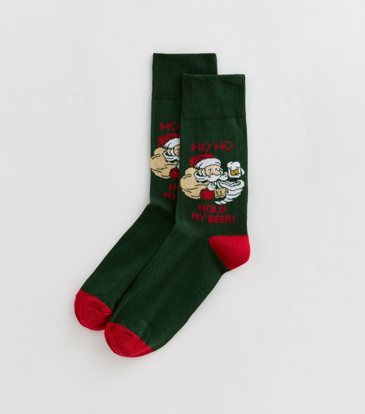New Look Men's Mens Dark Green Hold My Beer Father Christmas Ankle Socks New Look