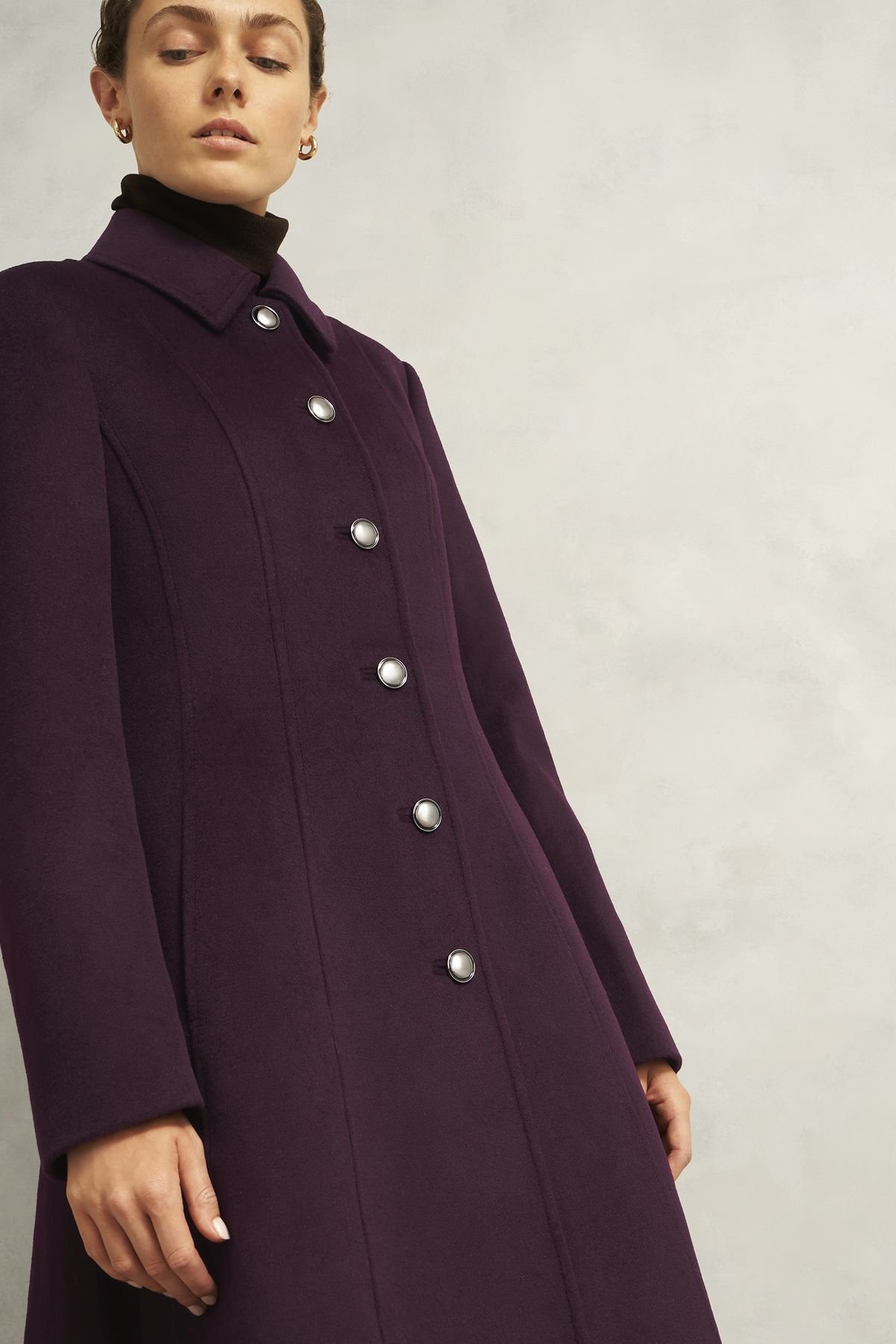 Hobbs London Hobbs London Women's Iona Wool Coat in Aubergine - 3