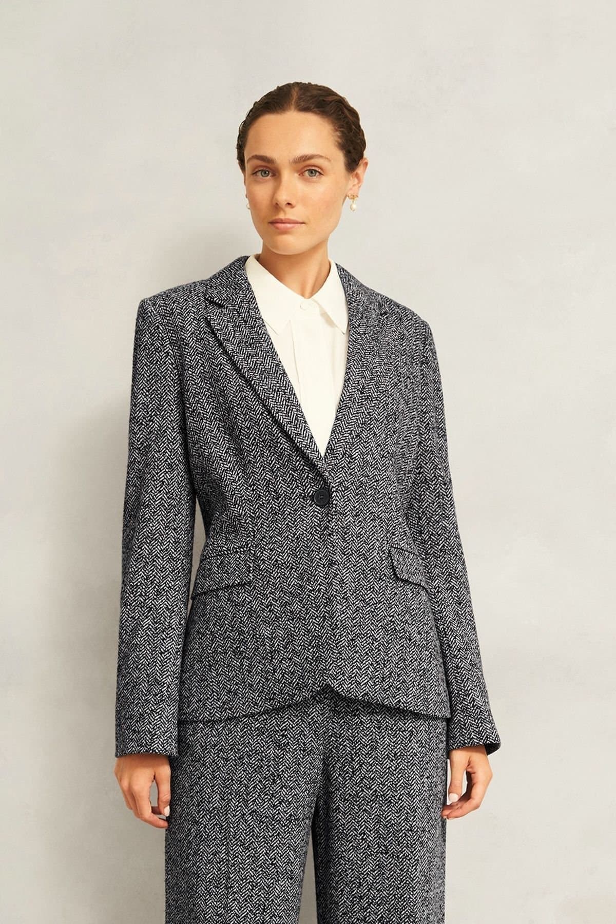 Hobbs London Hobbs London Charcoal Herringbone Blazer Jacket