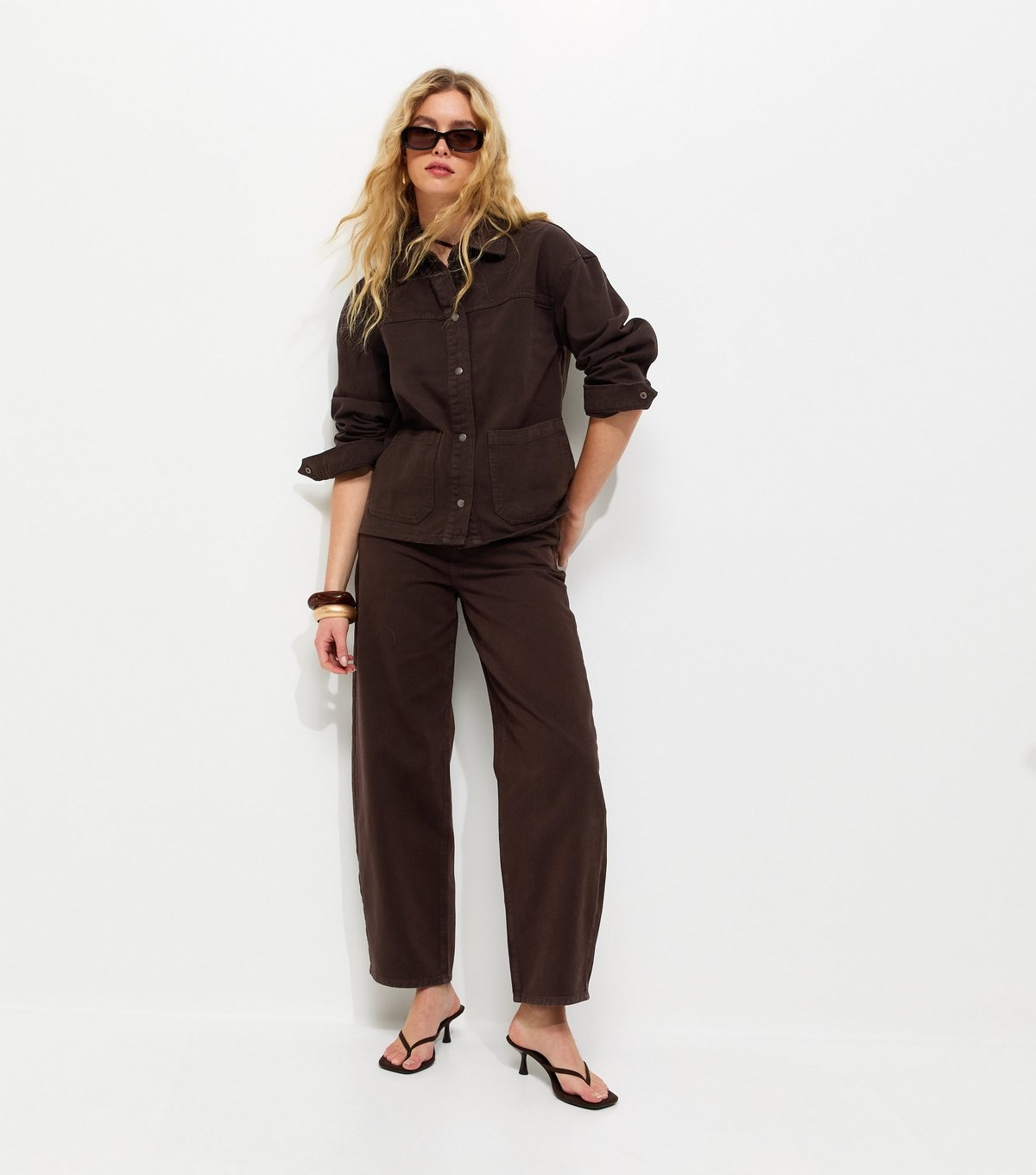 New Look Women's Brown Long Sleeve Denim Shacket New Look - 1