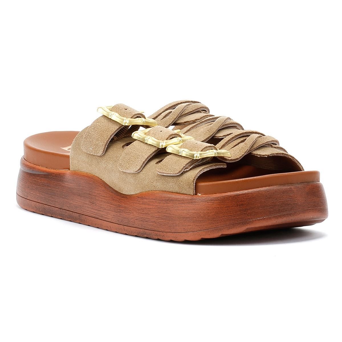 DESERT FLEUR DESERT FLEUR Women's Gypsum Suede Sandals in Taupe - 2