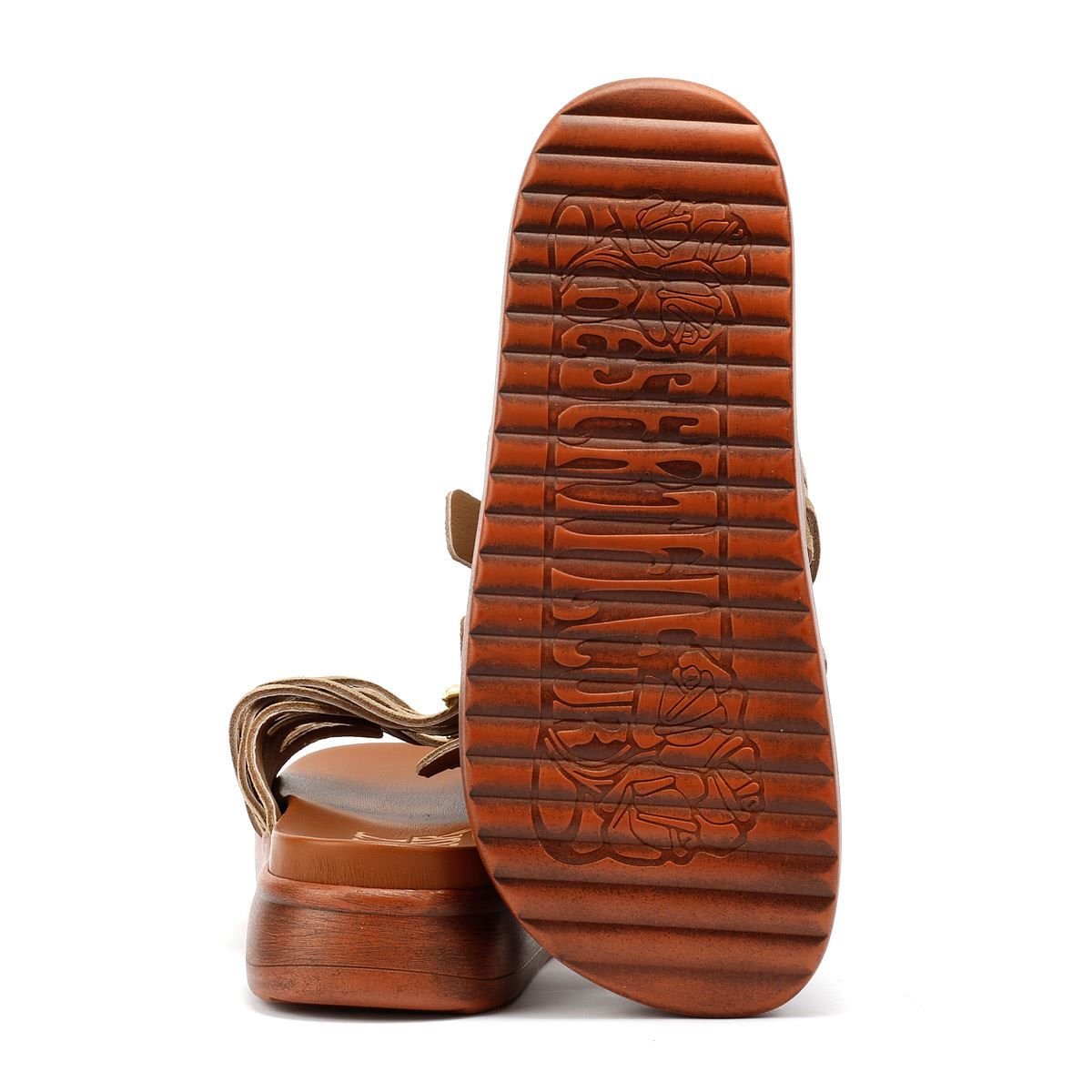 DESERT FLEUR DESERT FLEUR Women's Gypsum Suede Sandals in Taupe - 4