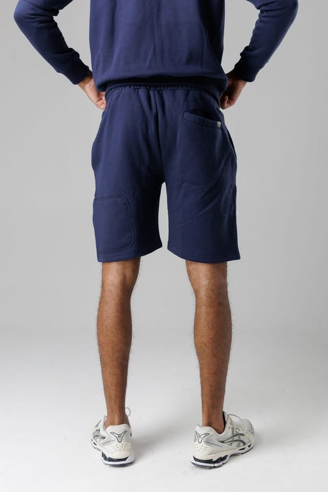 Firetrap Firetrap Men's Regular Fit Cotton Blend Fleece Shorts with Drawstring Waist in Dark Navy - 2