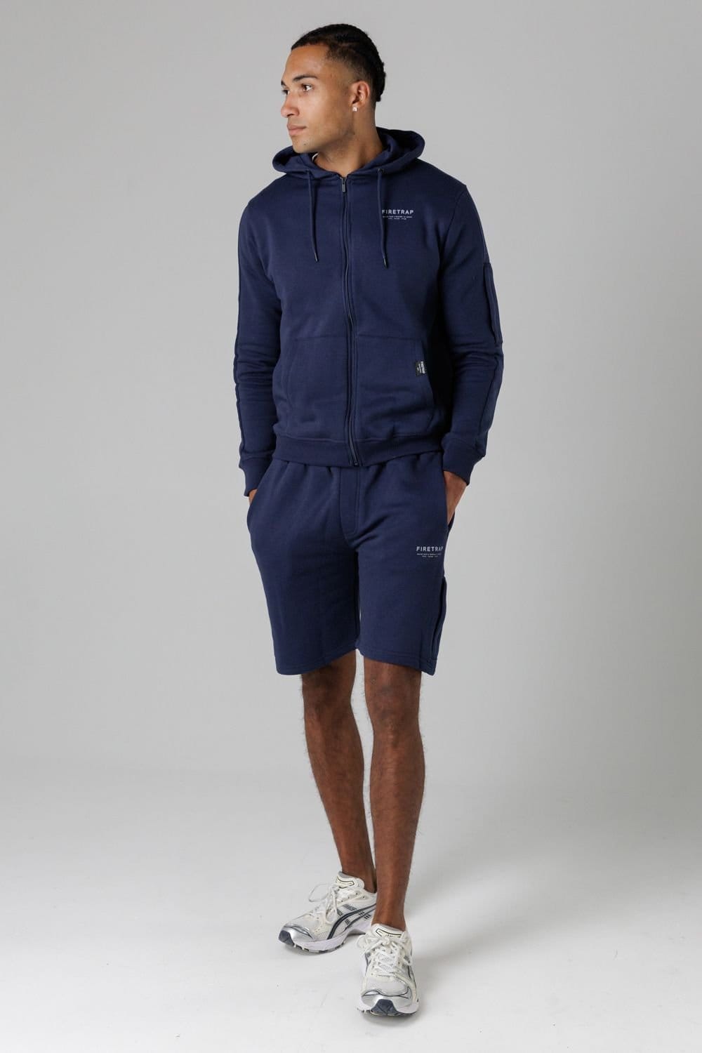 Firetrap Firetrap Men's Regular Fit Cotton Blend Fleece Shorts with Drawstring Waist in Dark Navy - 4