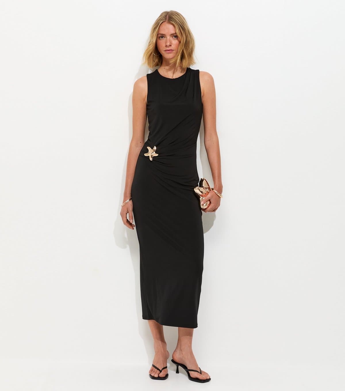 New Look Women's Black Starfish Charm Racerback Midi Dress New Look