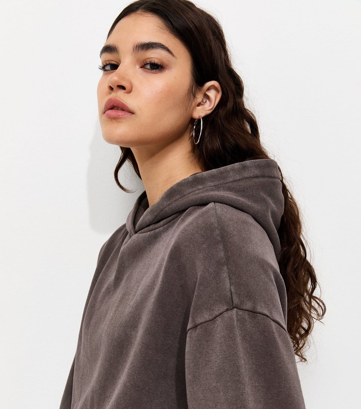 New Look Brown Acid Wash Hoodie