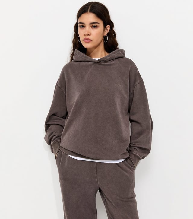 New Look Women's Brown Cotton Rich Acid Wash Hoodie New Look - 2