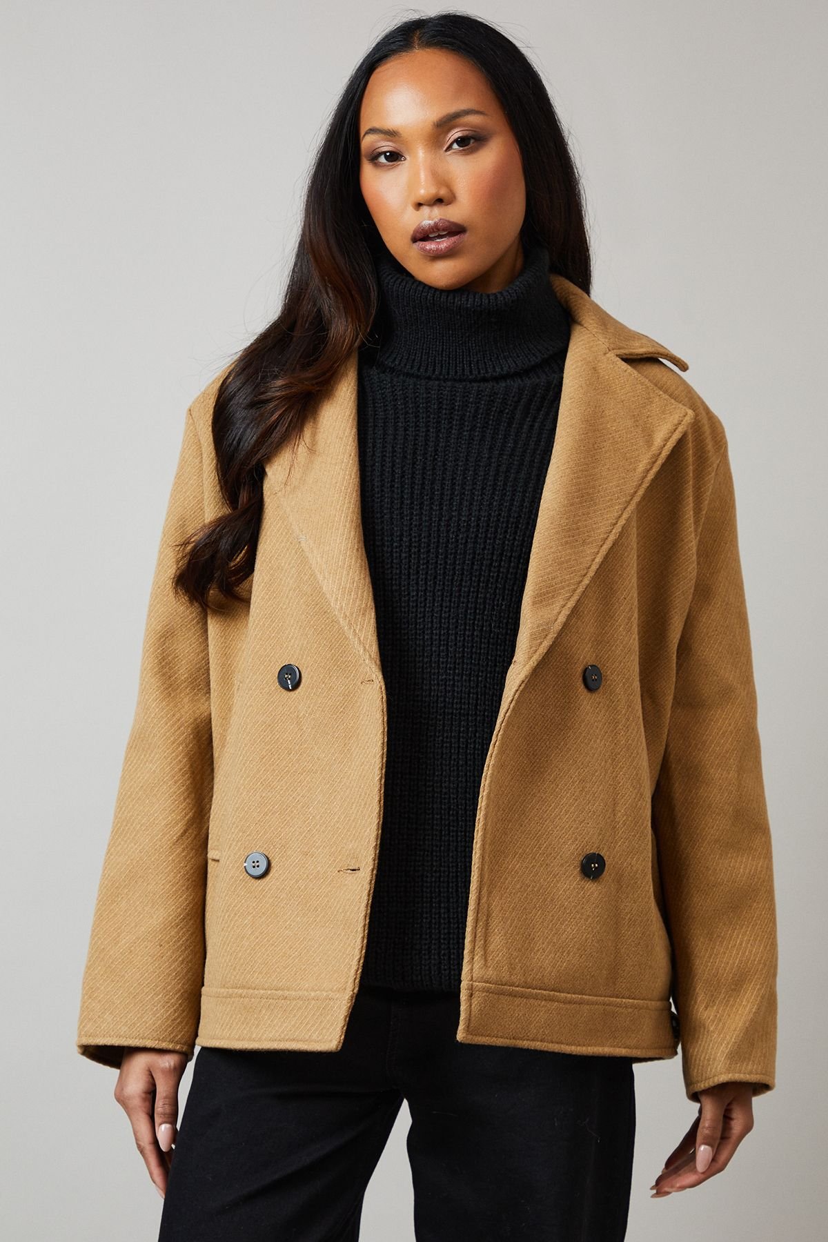 Principles Principles Women's Collar Detail Double Breasted Jacket in Beige - 2