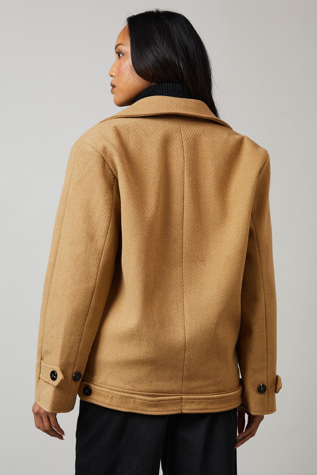 Principles Principles Women's Collar Detail Double Breasted Jacket in Beige - 3