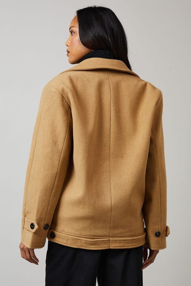 Principles Principles Women's Collar Detail Double Breasted Jacket in Beige - 3