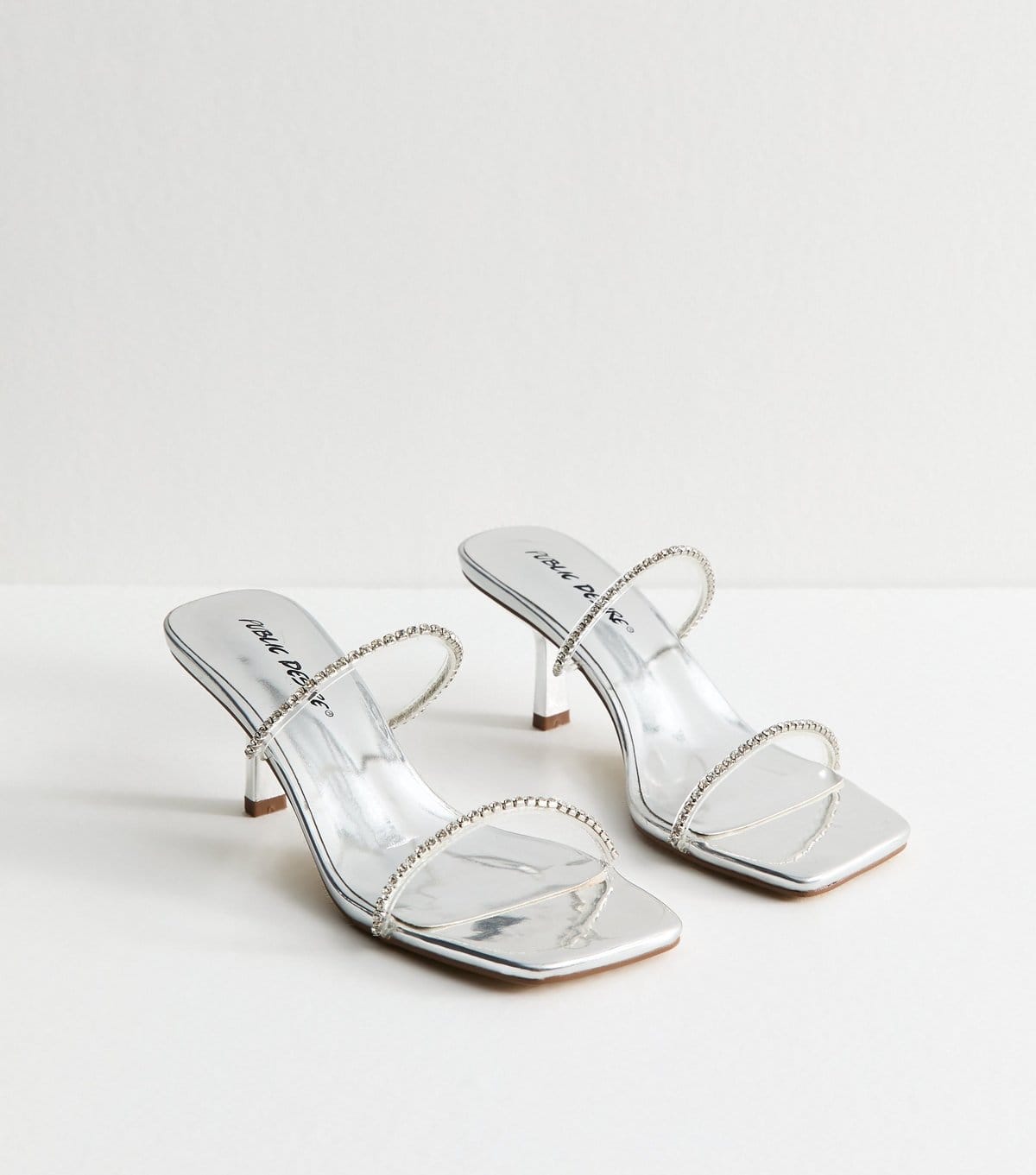 Public Desire Women's Silver Suvi Embellished Strap Sandals Public Desire New Look - 4