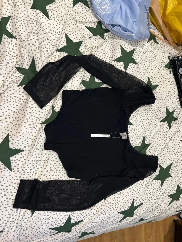 Asos Black Mesh Sleeves Corset Top
