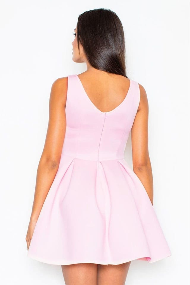 Love Lace Love Lace Women's Evening Fitted Flare Dress With Back V Neck in Pink - 2