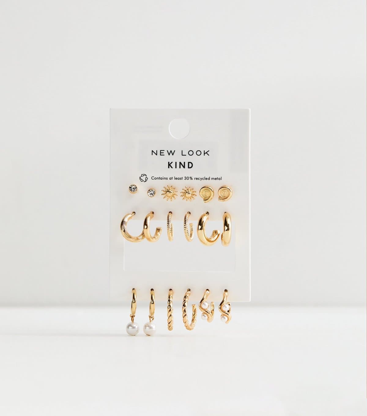New Look Gold Tone Pack of 9 Mixed Stud and Hoop Earrings New Look