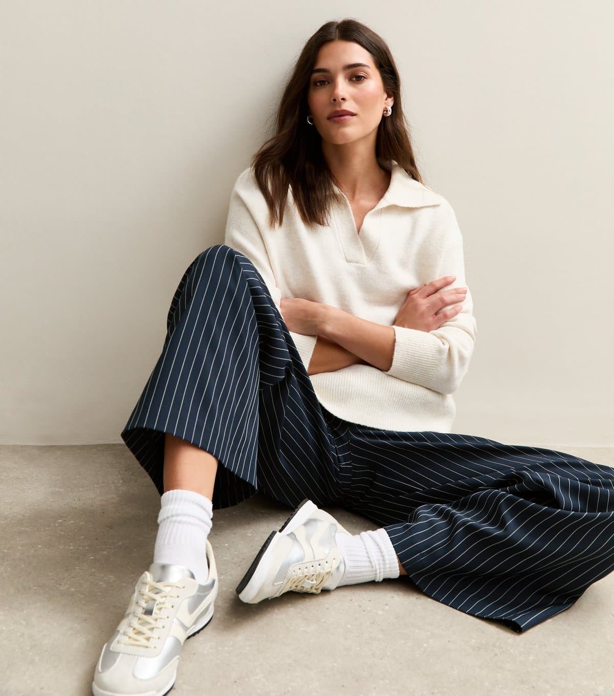 New Look New Look Blue Pinstripe Wide Leg Trousers