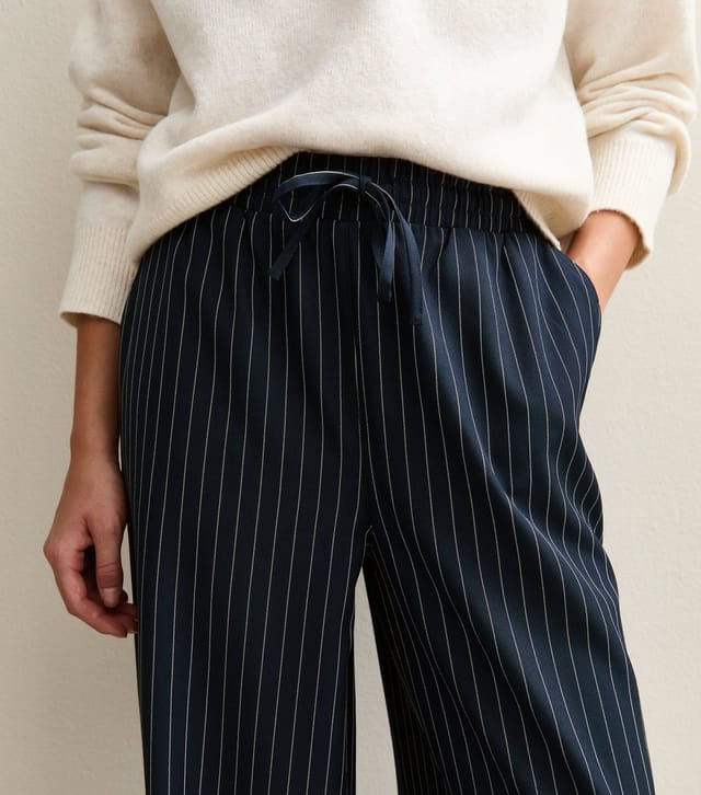 New Look Women's Blue Pinstripe Wide Leg Trouser New Look - 2