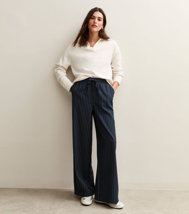 New Look Women's Blue Pinstripe Wide Leg Trouser New Look - 3