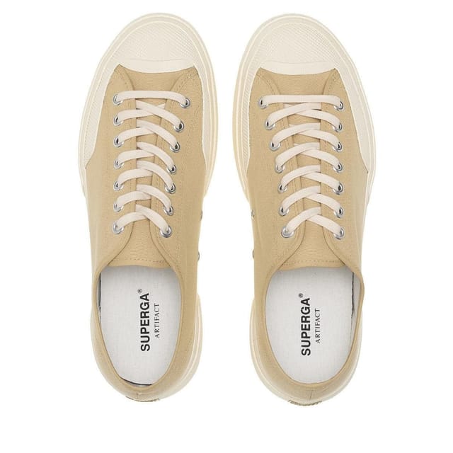 Superga Superga Men's 2432 Works Cotton Canvas Low Cut Trainers in Medium Beige - 3